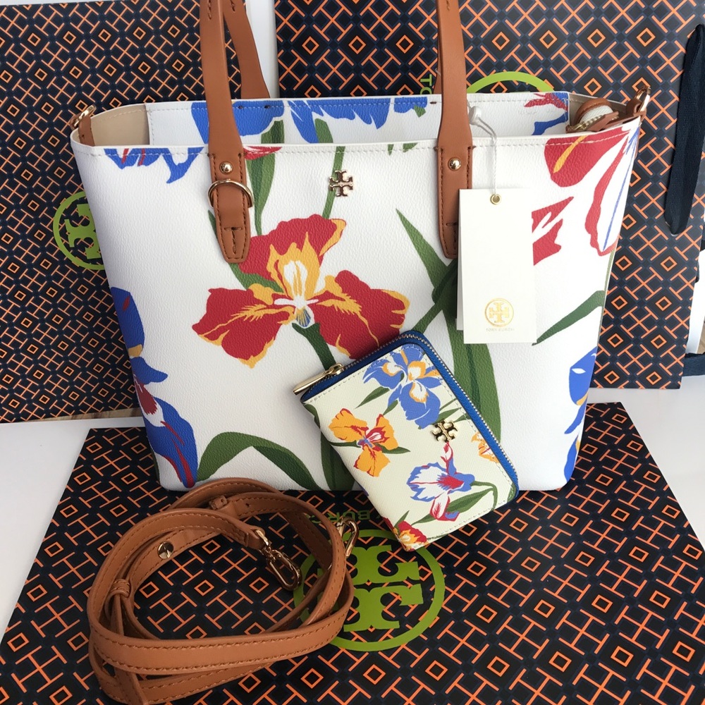 💯🆕Tory Burch kerrington small zip tote set